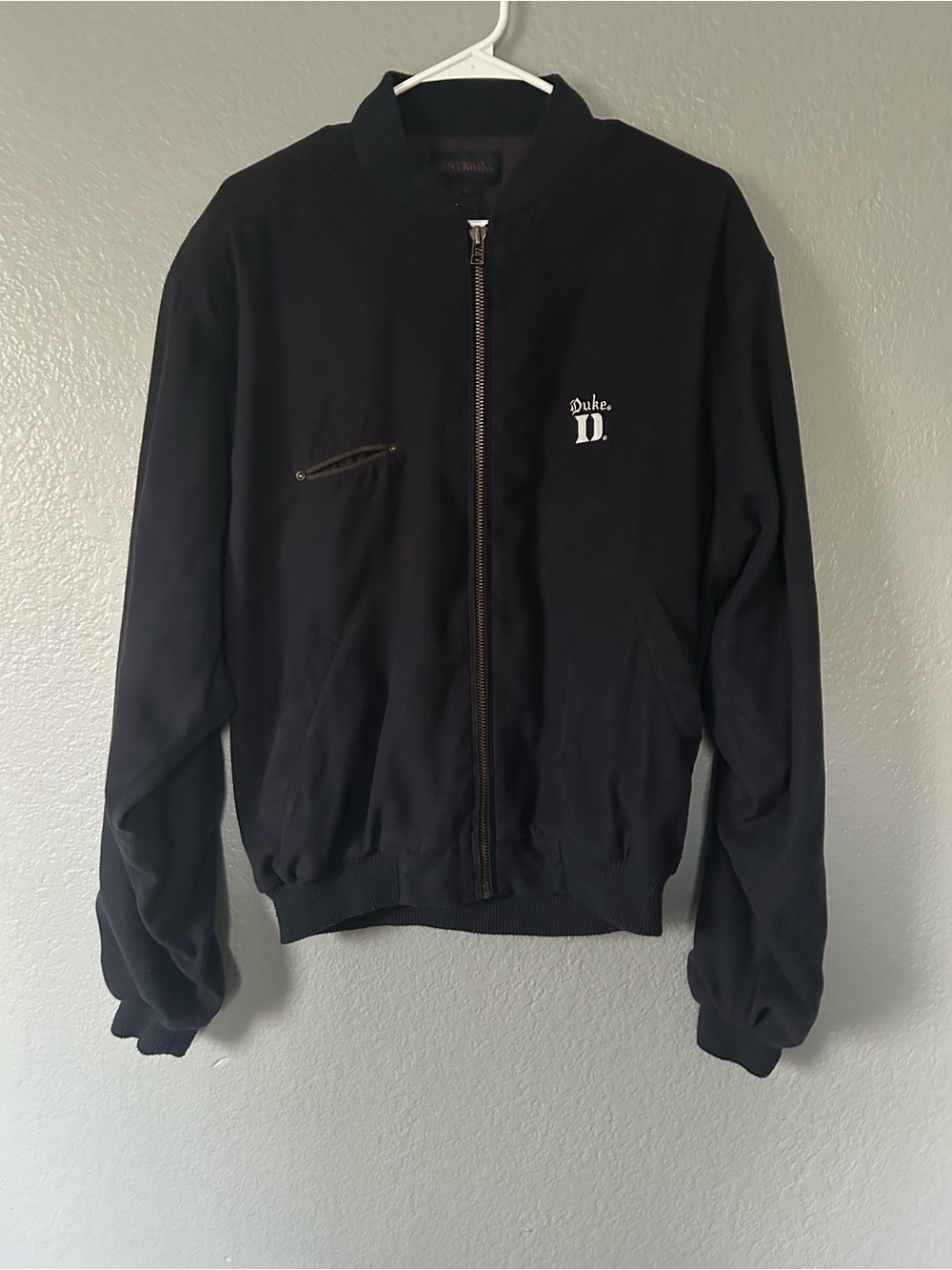 Antigua Black Men's Bomber Jacket with Chest Logo